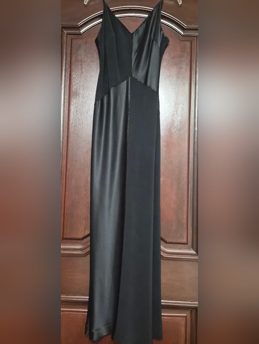Classic Black Maxi Slip Dress with V-Neckline